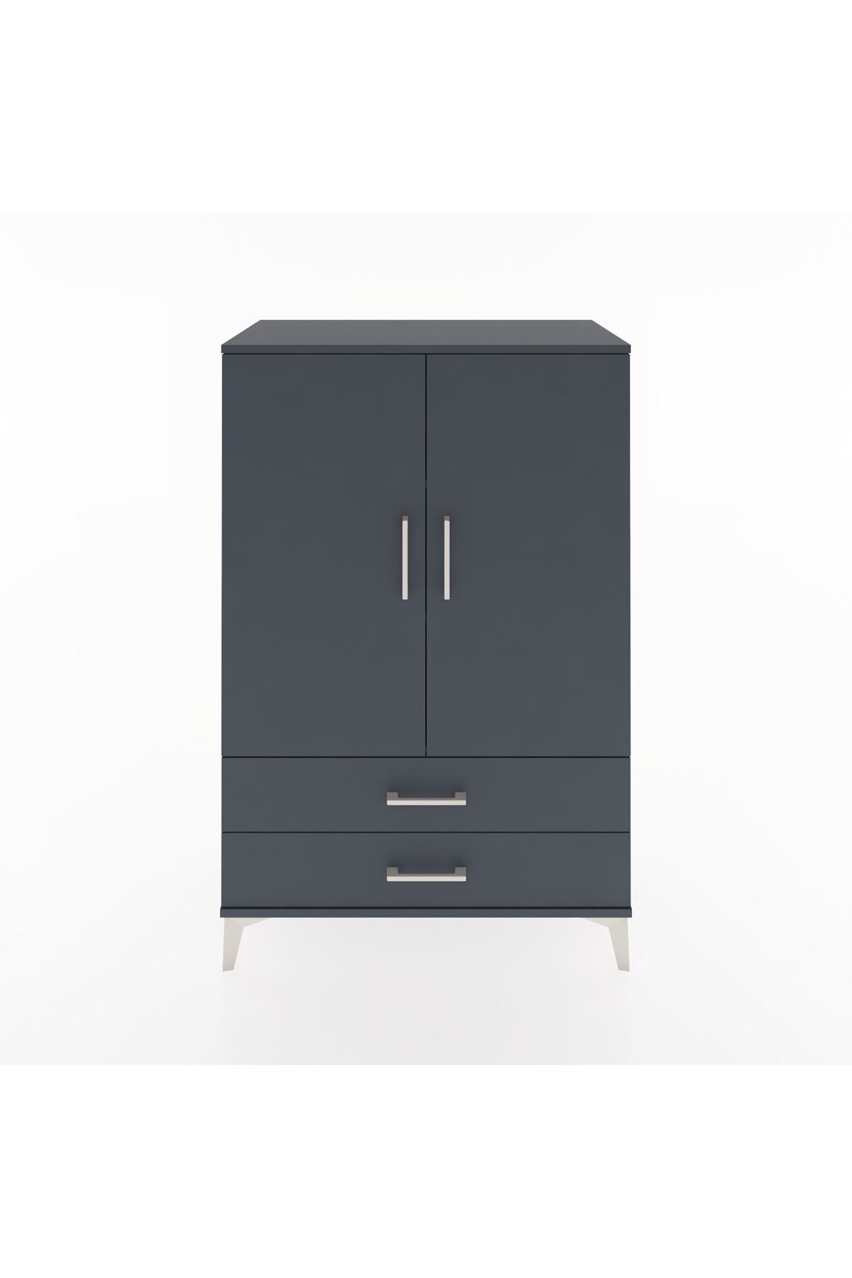 Hyperion Dolap 3 Raflı 2 Çekmeceli 2 Kapaklı 88x44x134 Antrasit-Antrasit