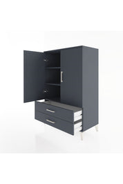 Hyperion Dolap 3 Raflı 2 Çekmeceli 2 Kapaklı 88x44x134 Antrasit-Antrasit
