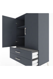 Hyperion Dolap 3 Raflı 2 Çekmeceli 2 Kapaklı 88x44x134 Antrasit-Antrasit