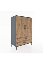 Hyperion Dolap 3 Raflı 2 Çekmeceli 2 Kapaklı 88x44x134 Antrasit-Çam