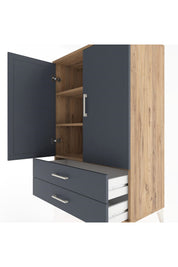 Hyperion Dolap 3 Raflı 2 Çekmeceli 2 Kapaklı 88x44x134 Çam-Antrasit