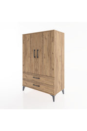Hyperion Dolap 3 Raflı 2 Çekmeceli 2 Kapaklı 88x44x134 Çam-Çam