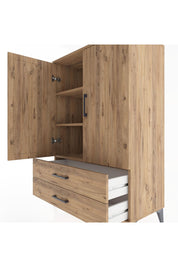 Hyperion Dolap 3 Raflı 2 Çekmeceli 2 Kapaklı 88x44x134 Çam-Çam