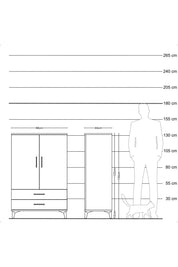 Hyperion Dolap 3 Raflı 2 Çekmeceli 2 Kapaklı 88x44x134 Çam-Çam