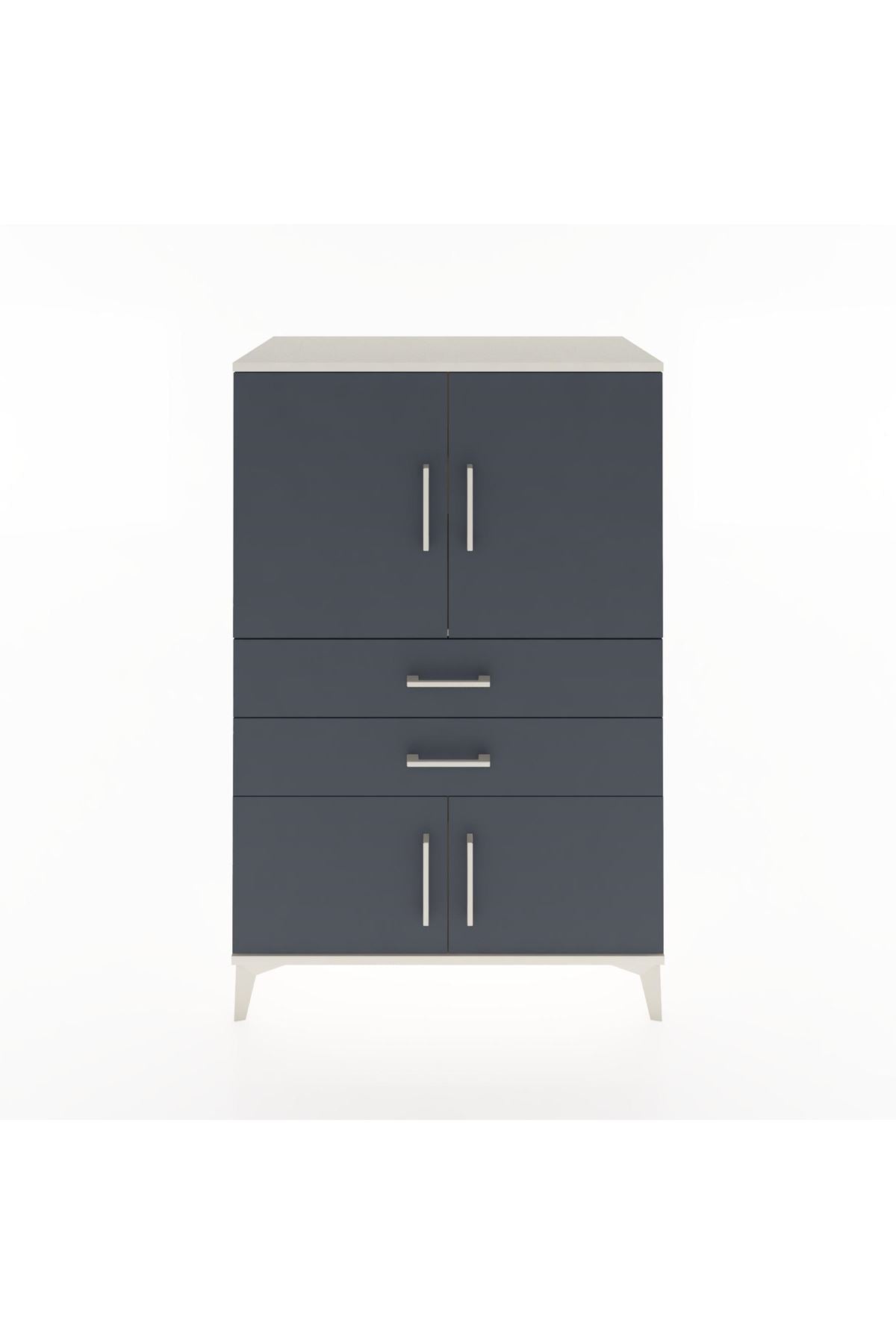 Hyperion Dolap 2 Raflı 2 Çekmeceli 4 Kapaklı 88x44x134 Aytaşı-Antrasit