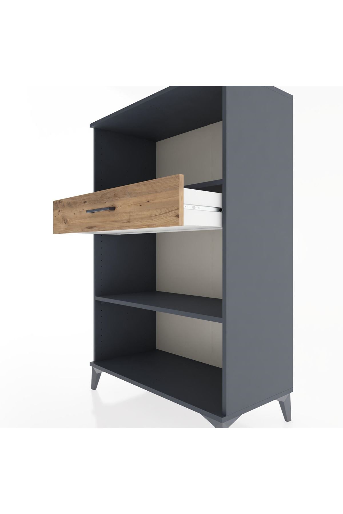 Hyperion Dolap 2 Raflı Tek Çekmeceli 88x44x134 Antrasit-Çam