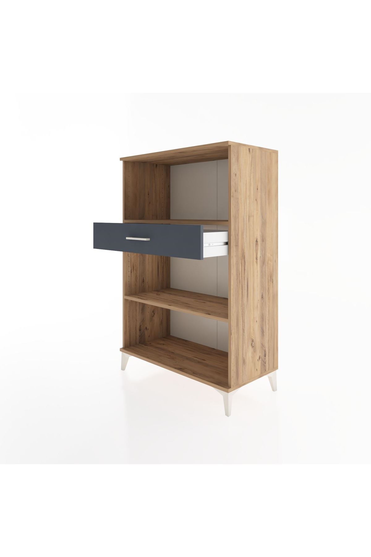 Hyperion Dolap 2 Raflı Tek Çekmeceli 88x44x134 Çam-Antrasit