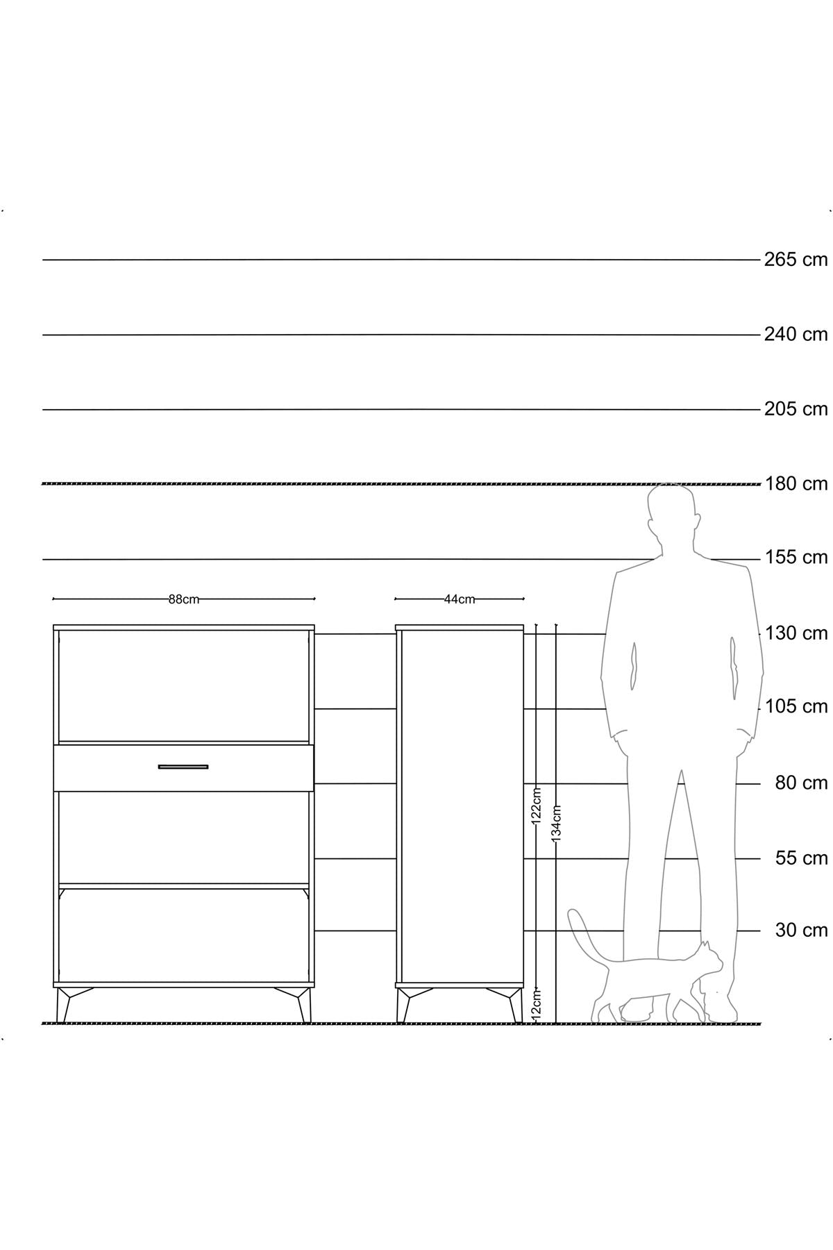 Hyperion Dolap 2 Raflı Tek Çekmeceli 88x44x134 Çam-Antrasit