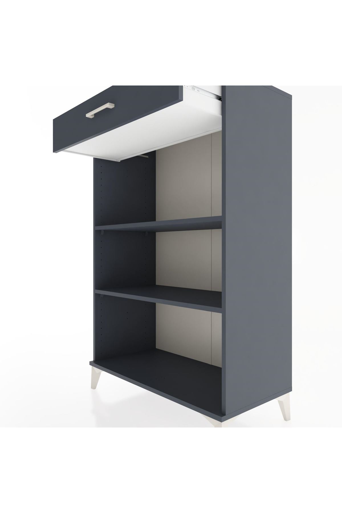 Hyperion Dolap 2 Raflı Tek Çekmeceli 88x44x134 Antrasit-Antrasit