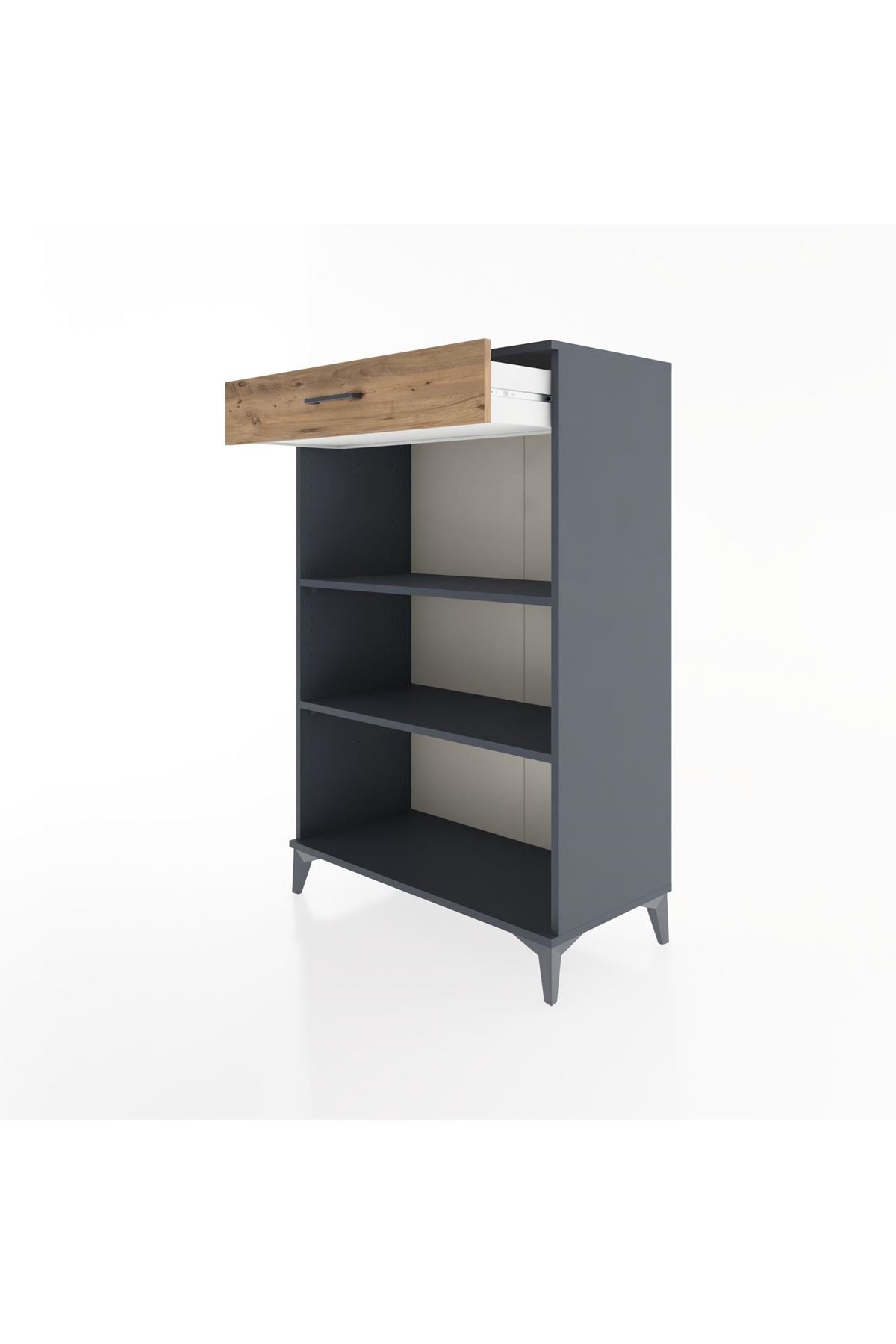 Hyperion Dolap 2 Raflı Tek Çekmeceli 88x44x134 Antrasit-Çam