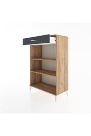 Hyperion Dolap 2 Raflı Tek Çekmeceli 88x44x134 Çam-Antrasit