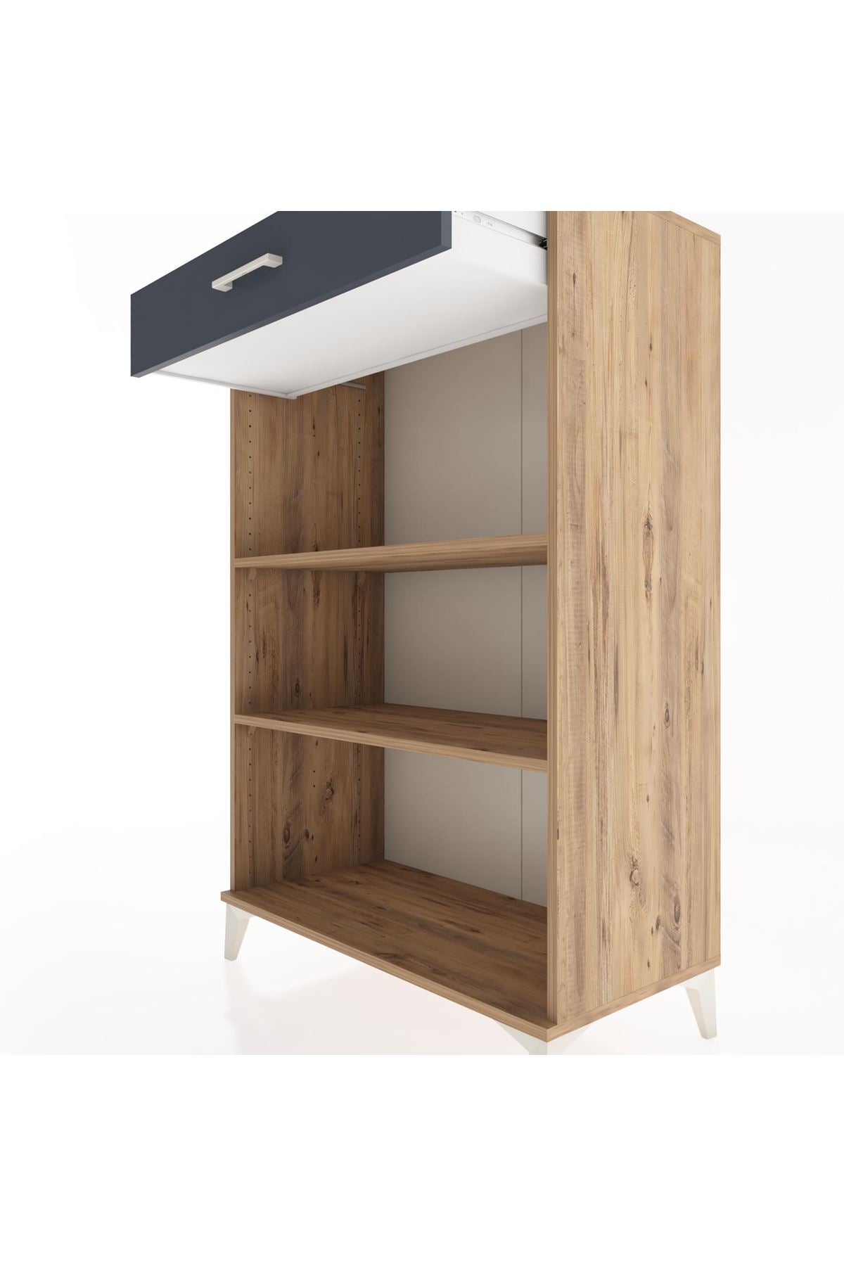 Hyperion Dolap 2 Raflı Tek Çekmeceli 88x44x134 Çam-Antrasit