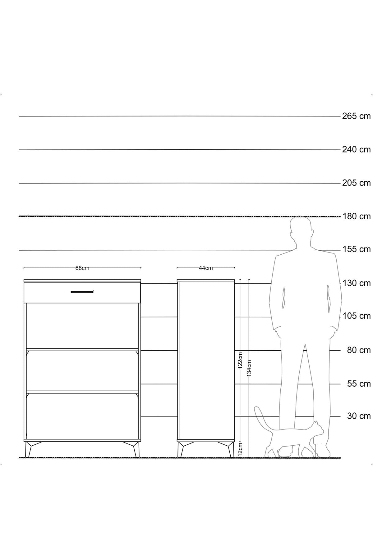 Hyperion Dolap 2 Raflı Tek Çekmeceli 88x44x134 Çam-Çam