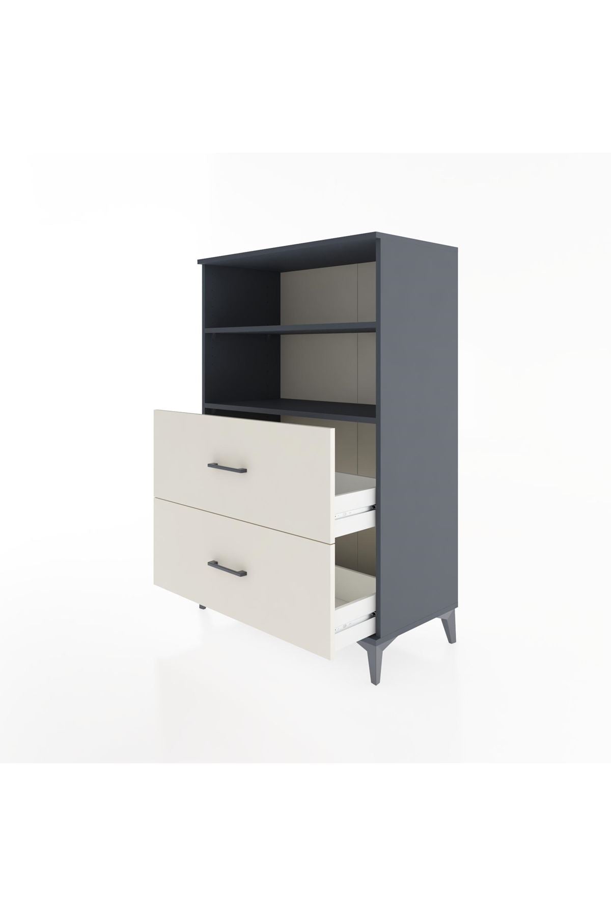 Hyperion Dolap 2 Raflı 2 Çekmeceli 88x44x134 Antrasit-Aytaşı