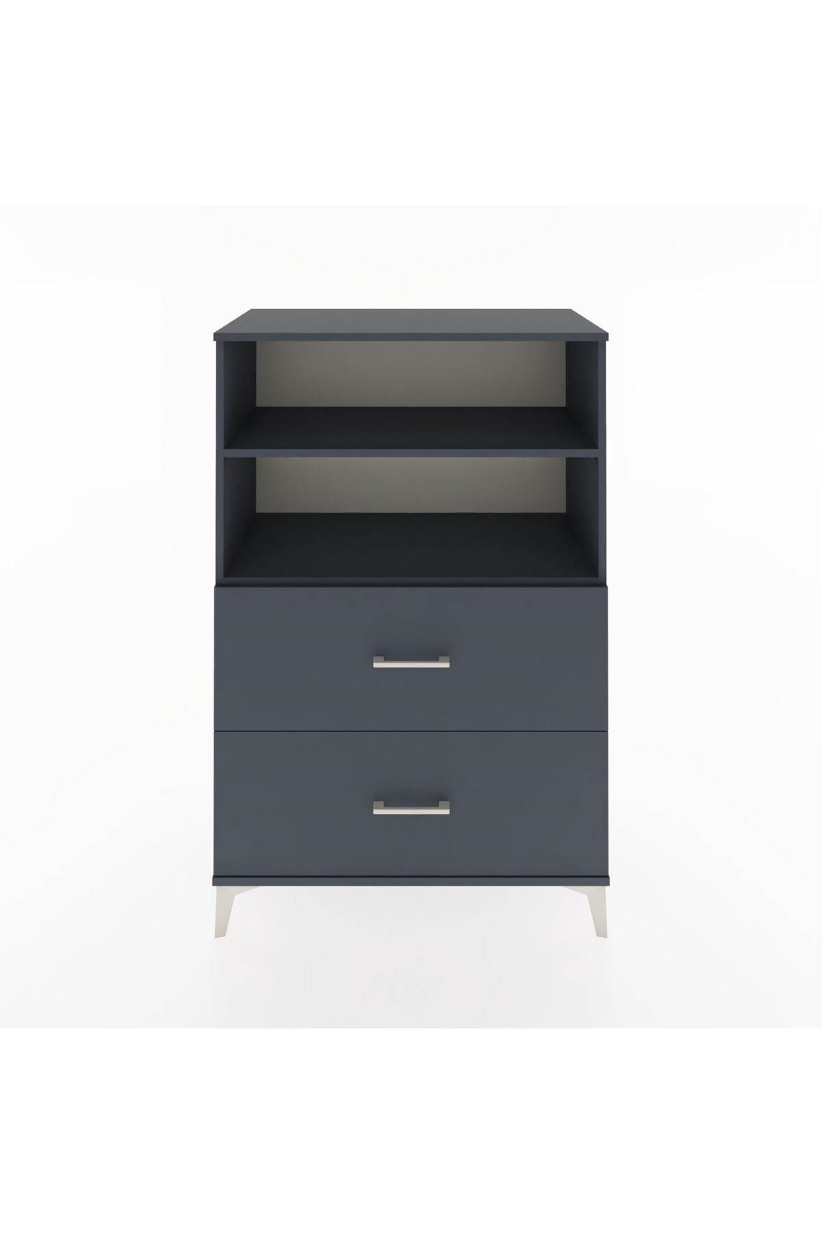 Hyperion Dolap 2 Raflı 2 Çekmeceli 88x44x134 Antrasit-Antrasit