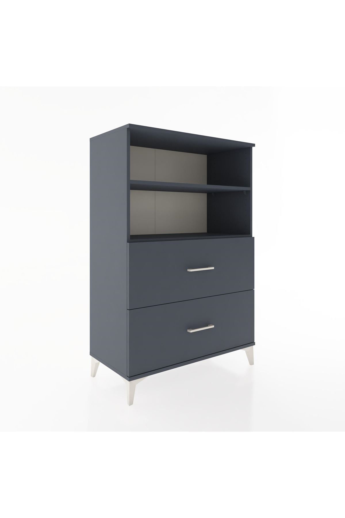 Hyperion Dolap 2 Raflı 2 Çekmeceli 88x44x134 Antrasit-Antrasit