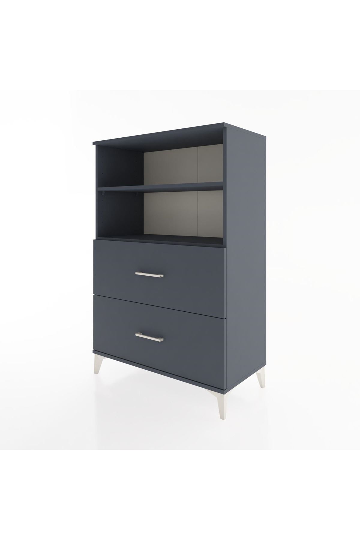 Hyperion Dolap 2 Raflı 2 Çekmeceli 88x44x134 Antrasit-Antrasit