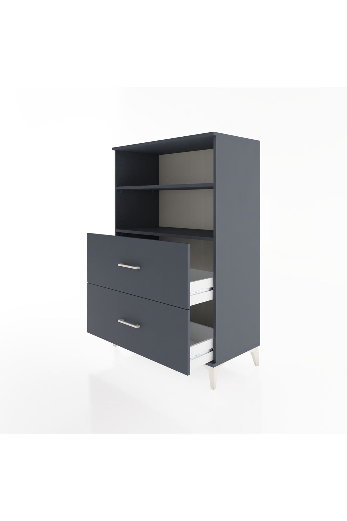 Hyperion Dolap 2 Raflı 2 Çekmeceli 88x44x134 Antrasit-Antrasit