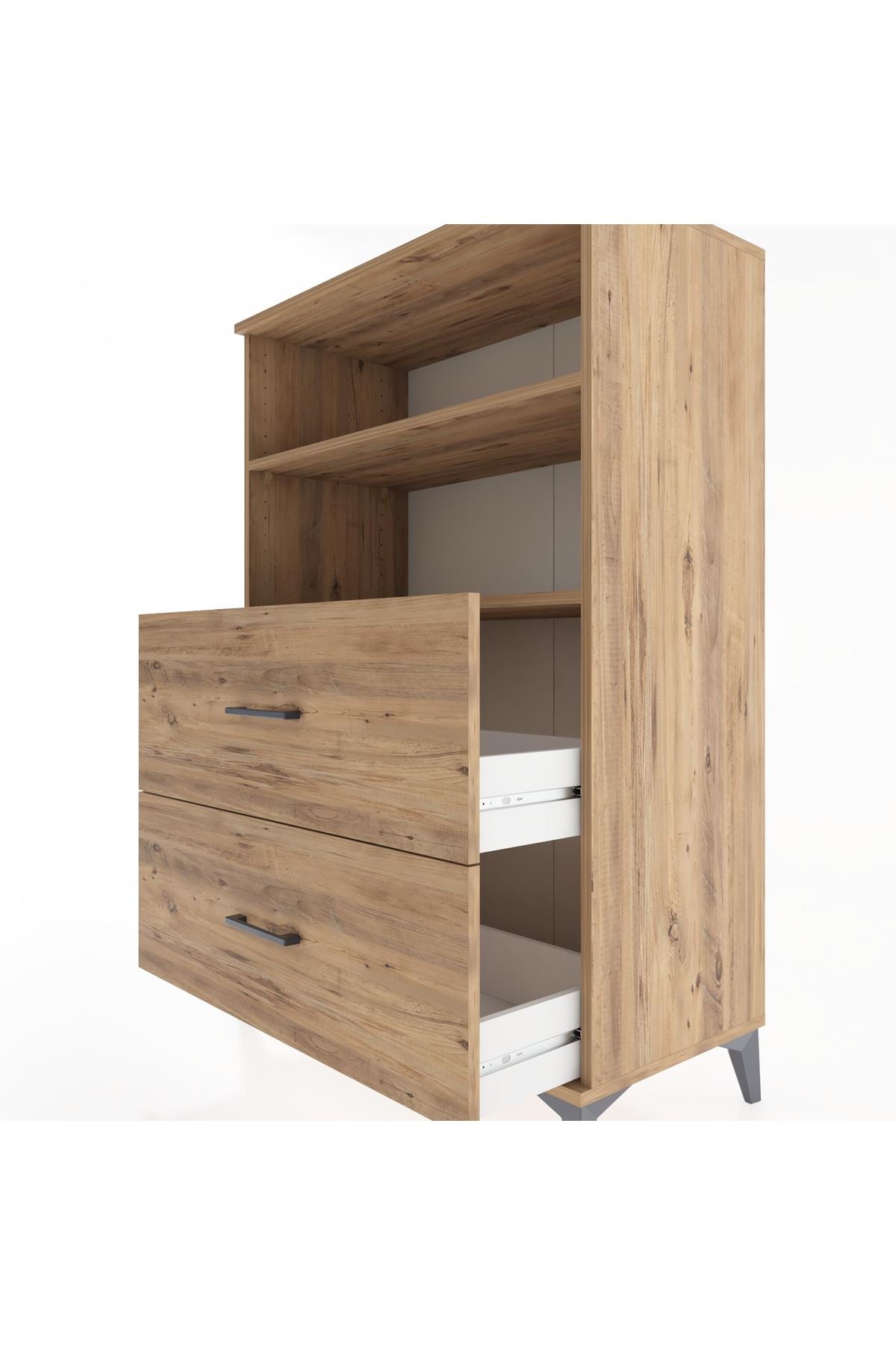 Hyperion Dolap 2 Raflı 2 Çekmeceli 88x44x134 Çam-Çam