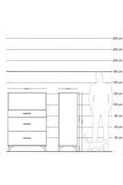 Hyperion Dolap Tek Raflı 3 Çekmeceli 88x44x134 - S51M059V6B