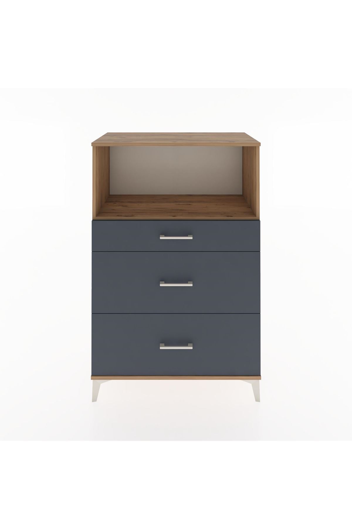 Hyperion Dolap Tek Raflı 3 Çekmeceli 88x44x134 Çam-Antrasit