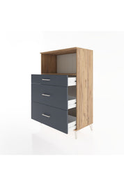 Hyperion Dolap Tek Raflı 3 Çekmeceli 88x44x134 Çam-Antrasit