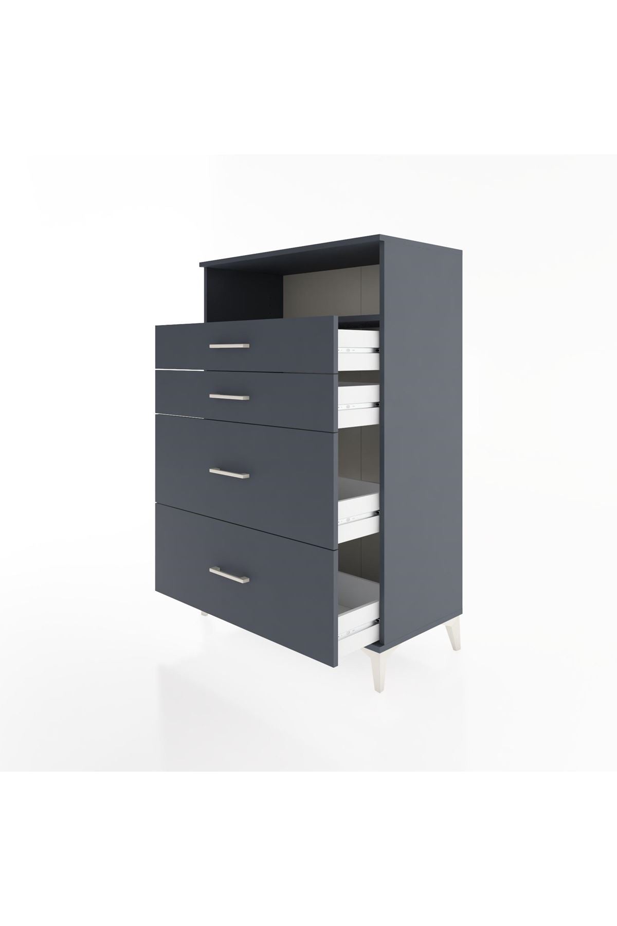 Hyperion Dolap Tek Raflı 4 Çekmeceli 88x44x134 - S51M060V5B