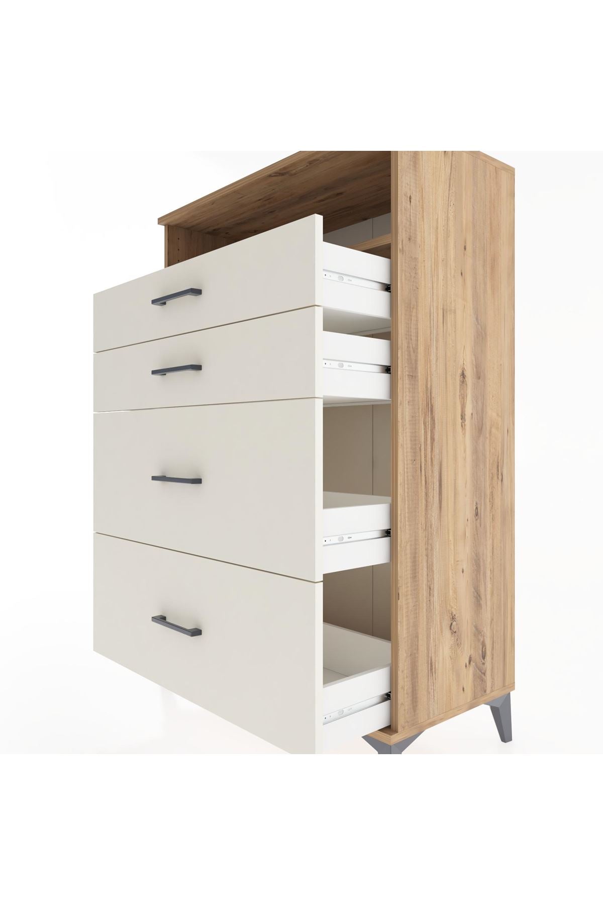 Hyperion Dolap Tek Raflı 4 Çekmeceli 88x44x134 Çam-Aytaşı