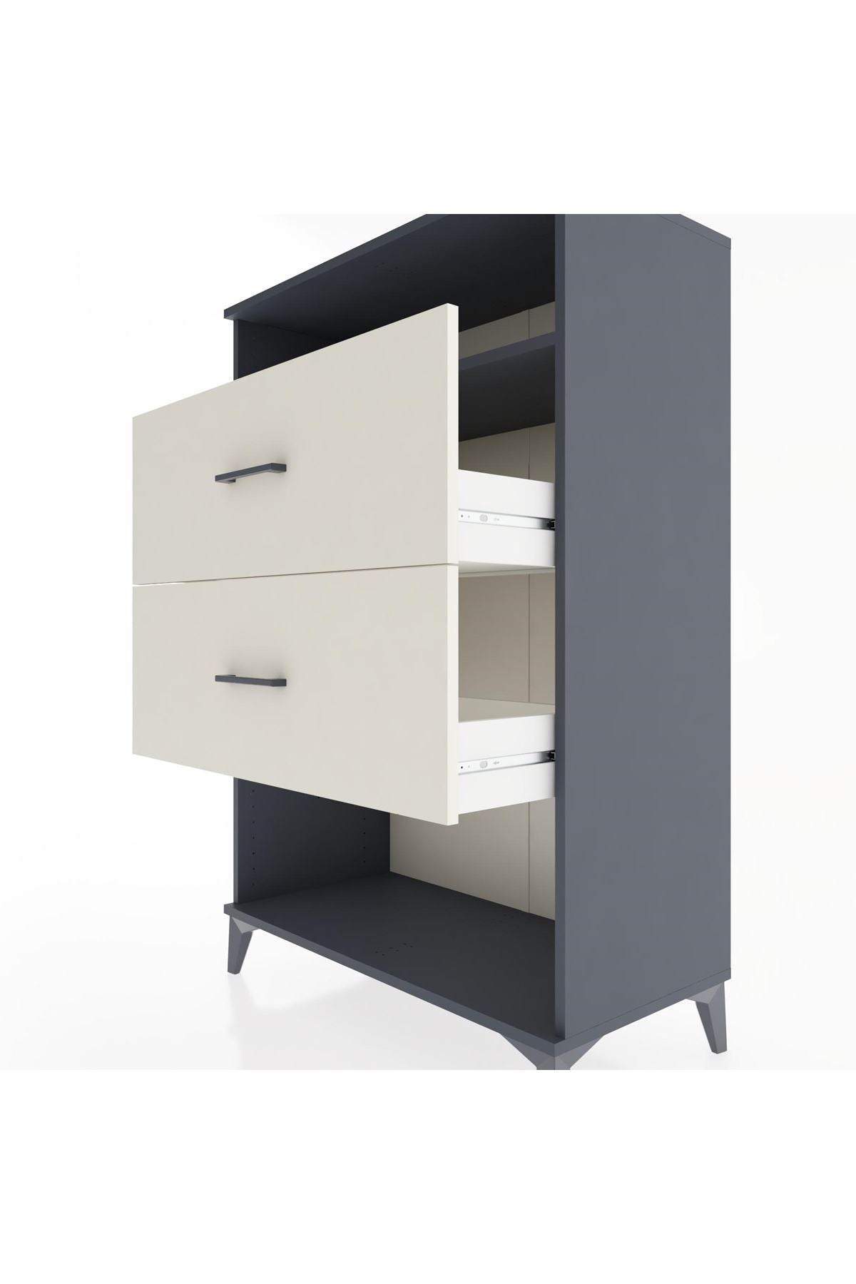 Hyperion Dolap Tek Raflı 2 Çekmeceli 88x44x134 Antrasit-Aytaşı