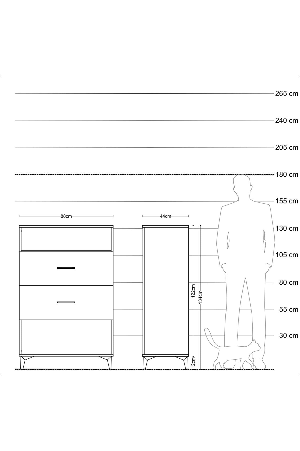 Hyperion Dolap Tek Raflı 2 Çekmeceli 88x44x134 - S51M061V6B