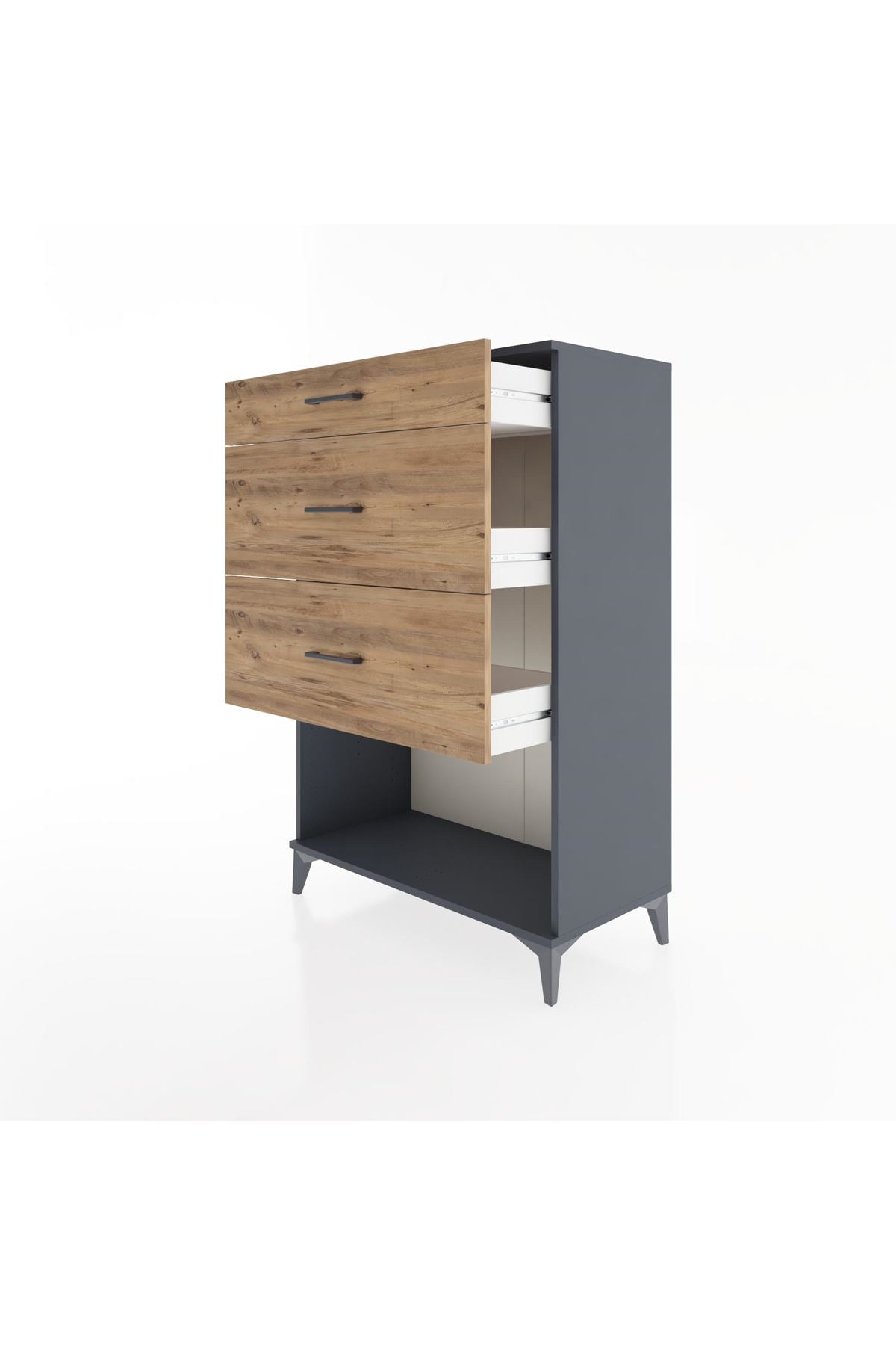 Hyperion Dolap 3 Çekmeceli 88x44x134 Antrasit-Çam