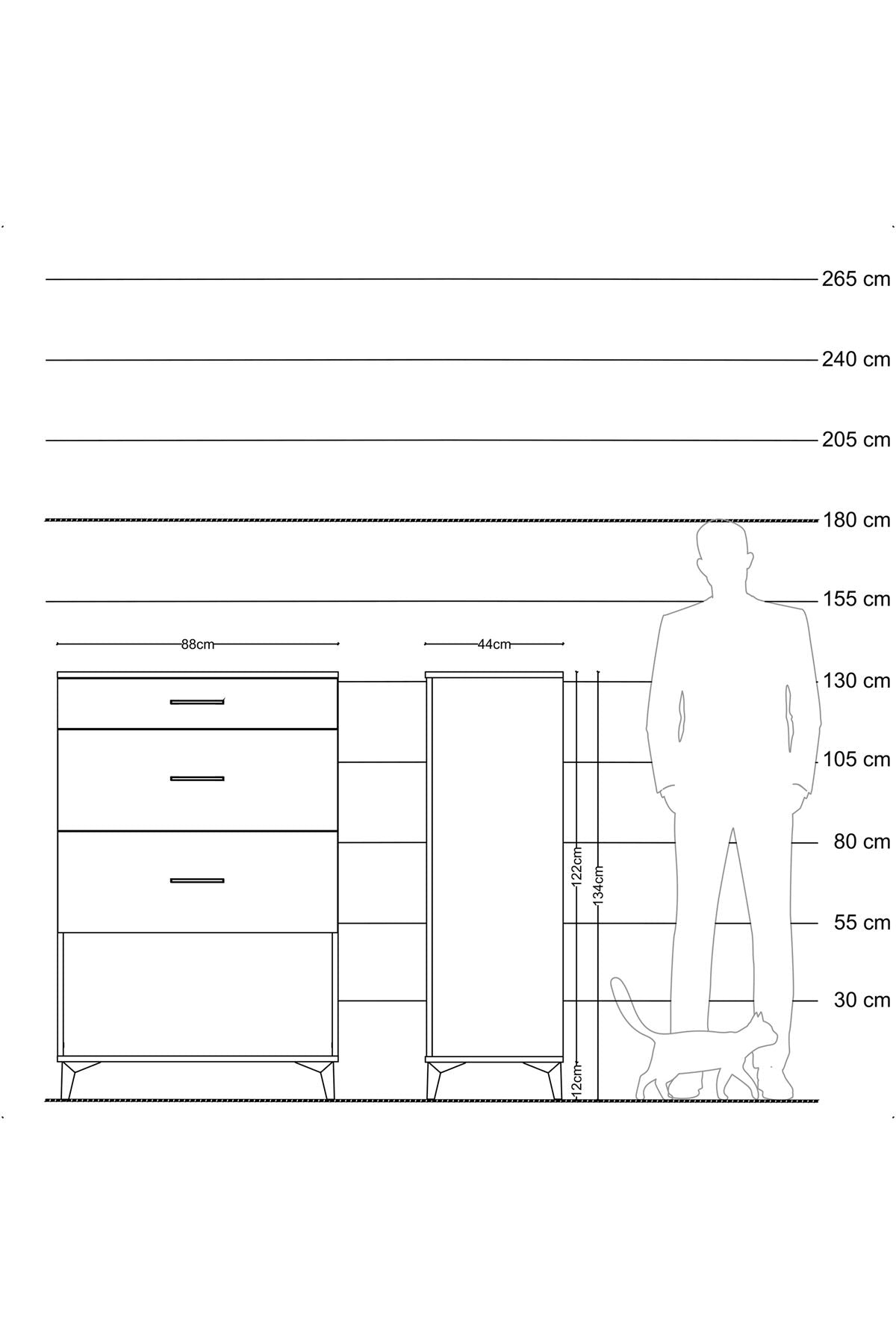 Hyperion Dolap 3 Çekmeceli 88x44x134 Çam-Çam