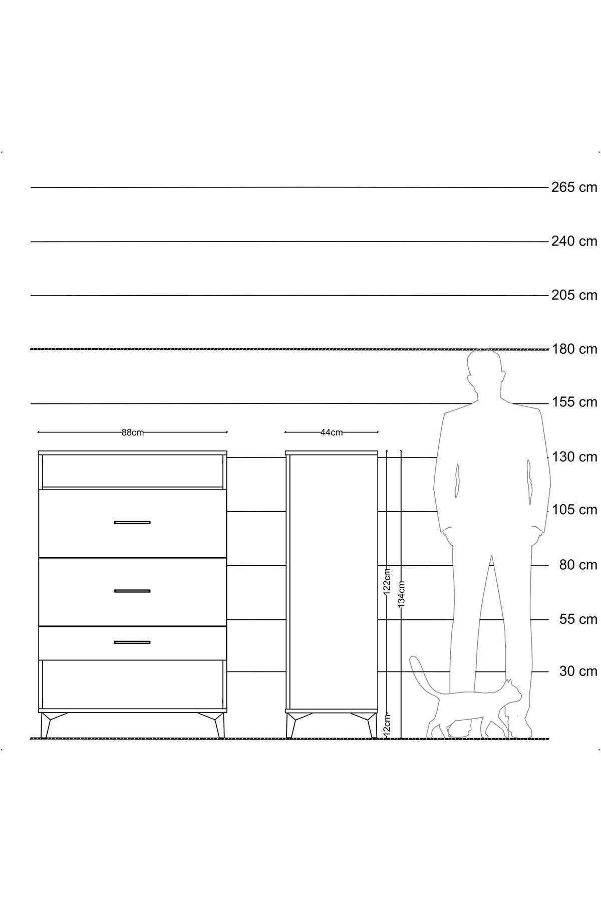 Hyperion Dolap Tek Raflı 3 Çekmeceli 88x44x134 - S51M063V2B