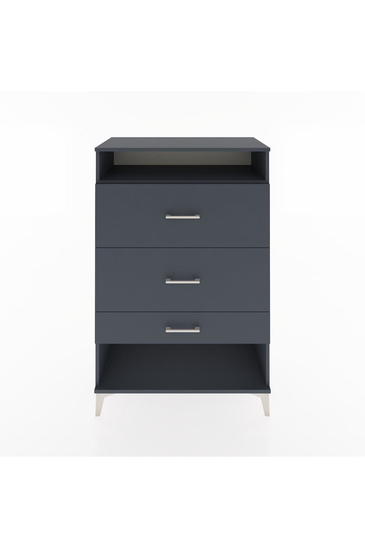 Hyperion Dolap Tek Raflı 3 Çekmeceli 88x44x134 Antrasit-Antrasit