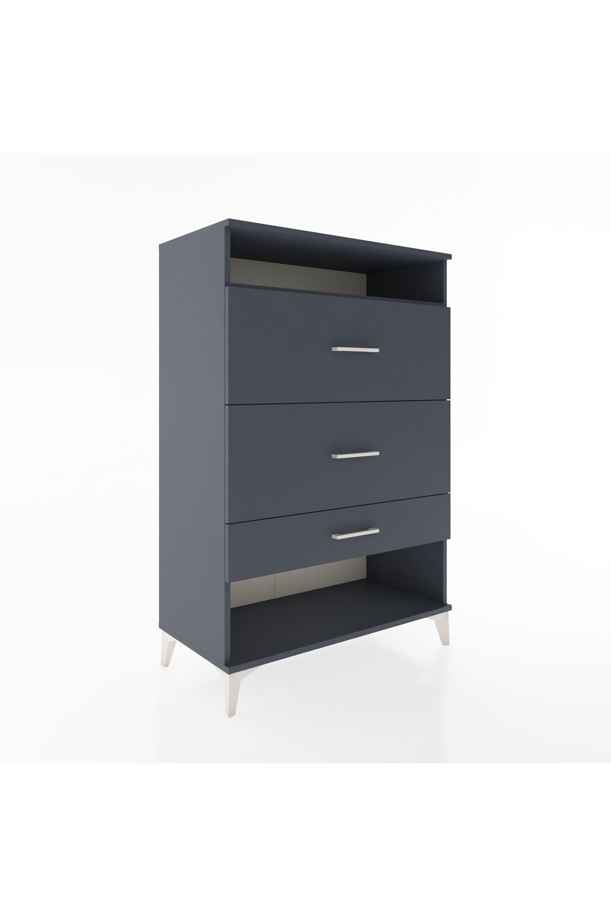 Hyperion Dolap Tek Raflı 3 Çekmeceli 88x44x134 Antrasit-Antrasit