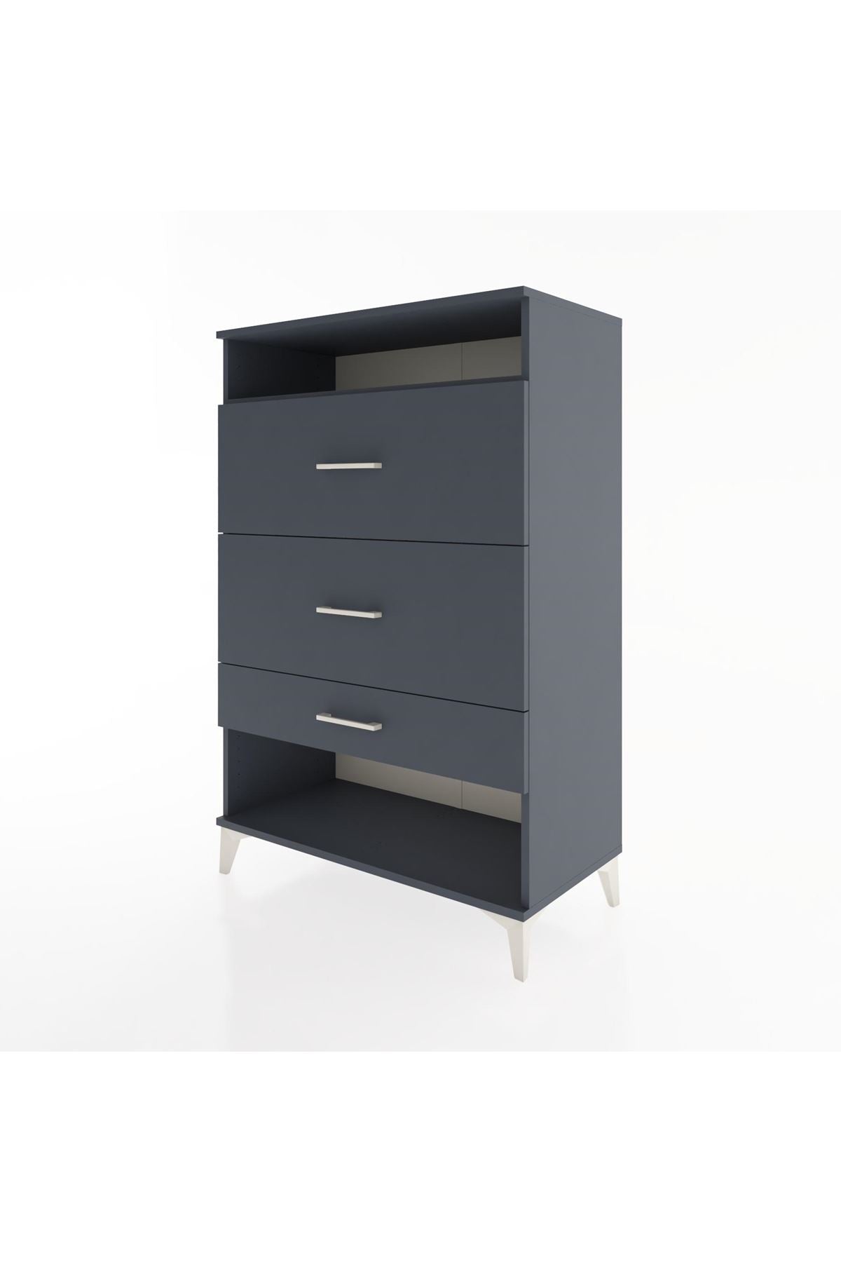 Hyperion Dolap Tek Raflı 3 Çekmeceli 88x44x134 Antrasit-Antrasit