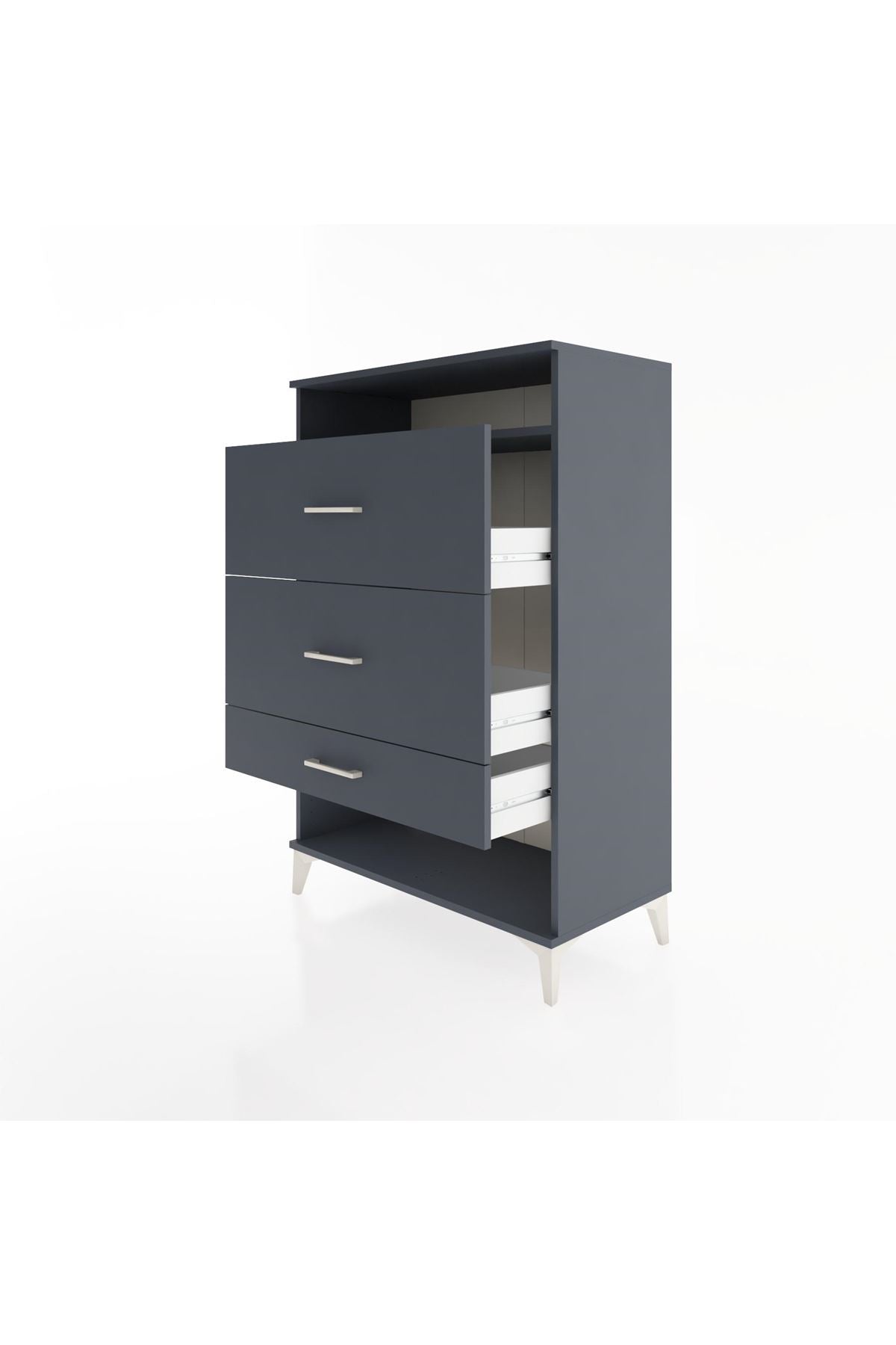 Hyperion Dolap Tek Raflı 3 Çekmeceli 88x44x134 Antrasit-Antrasit
