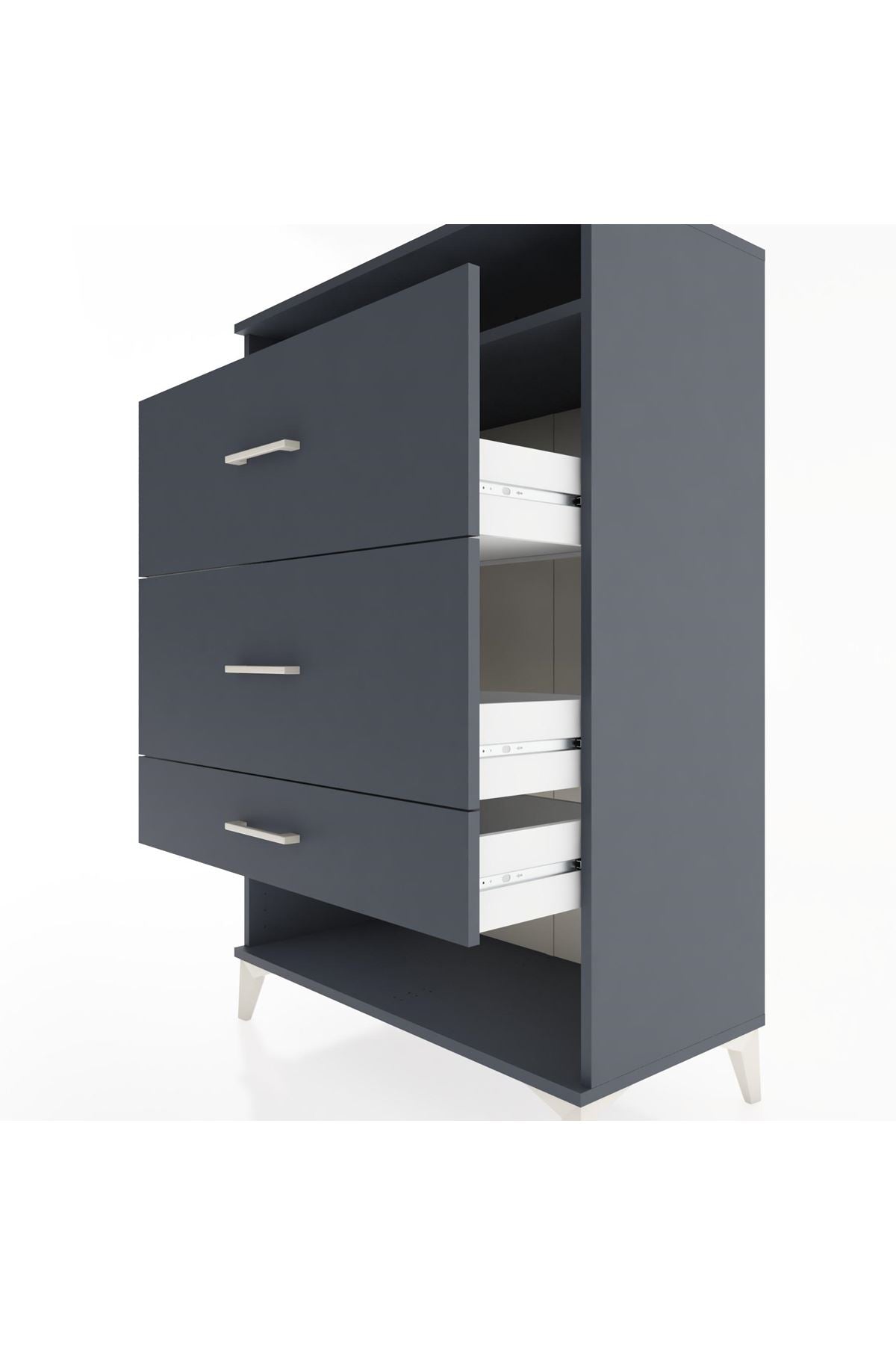 Hyperion Dolap Tek Raflı 3 Çekmeceli 88x44x134 Antrasit-Antrasit