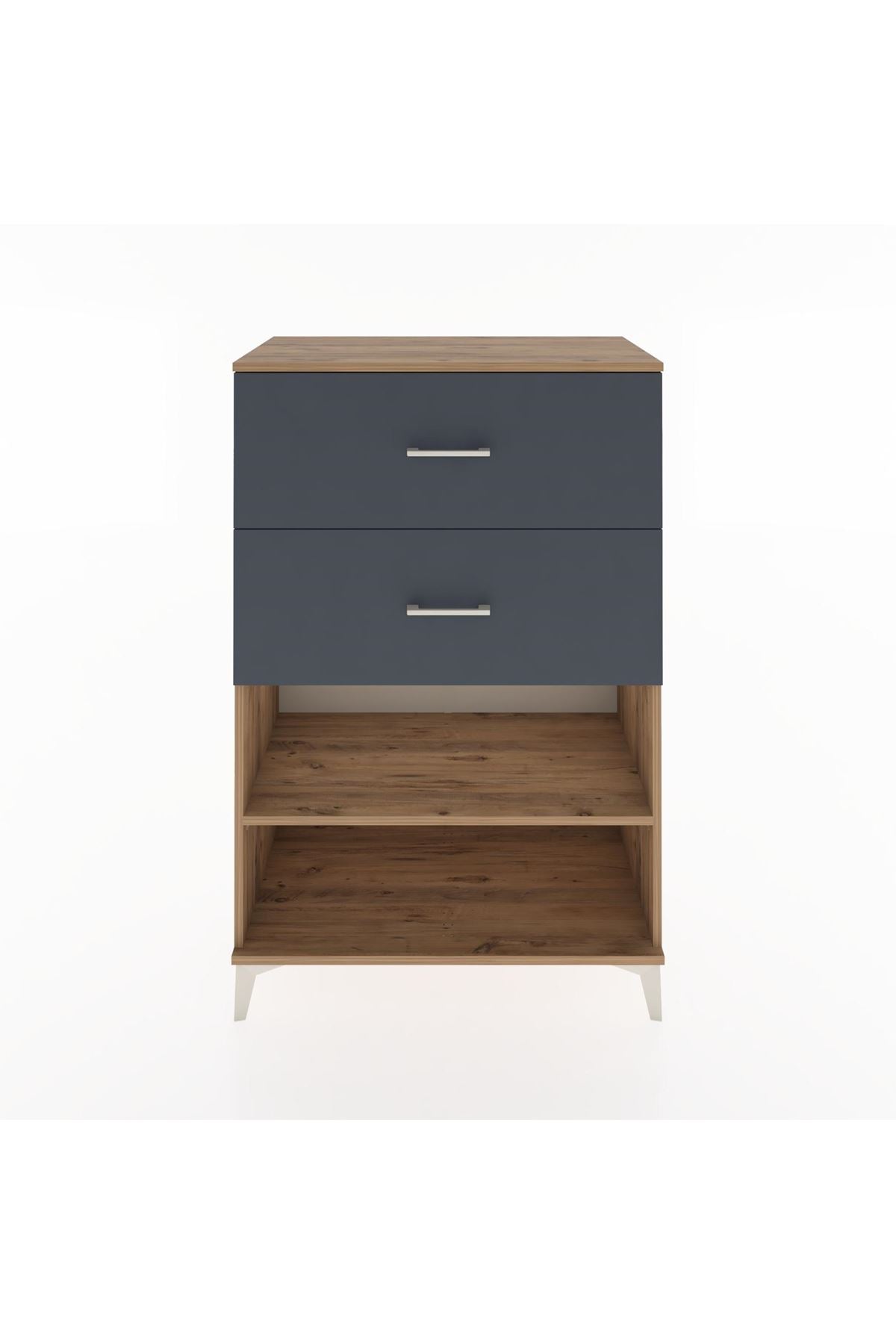 Hyperion Dolap Tek Raflı 2 Çekmeceli 88x44x134 Çam-Antrasit