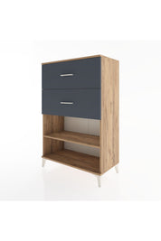 Hyperion Dolap Tek Raflı 2 Çekmeceli 88x44x134 Çam-Antrasit