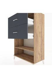 Hyperion Dolap Tek Raflı 2 Çekmeceli 88x44x134 Çam-Antrasit