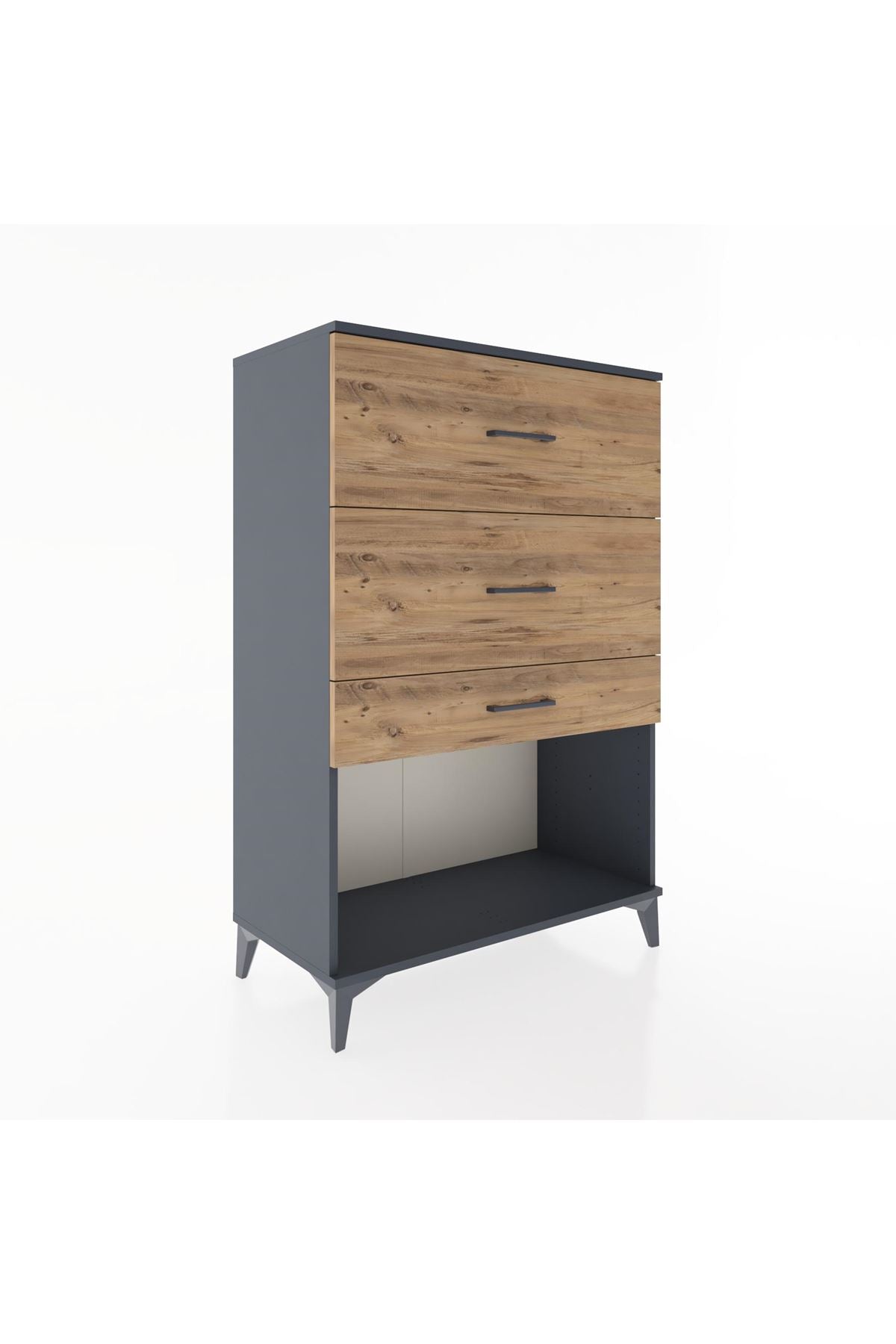 Hyperion Dolap 3 Çekmeceli 88x44x134 Antrasit-Çam