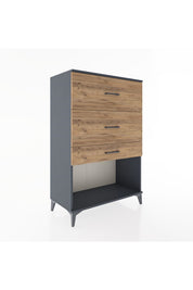 Hyperion Dolap 3 Çekmeceli 88x44x134 Antrasit-Çam