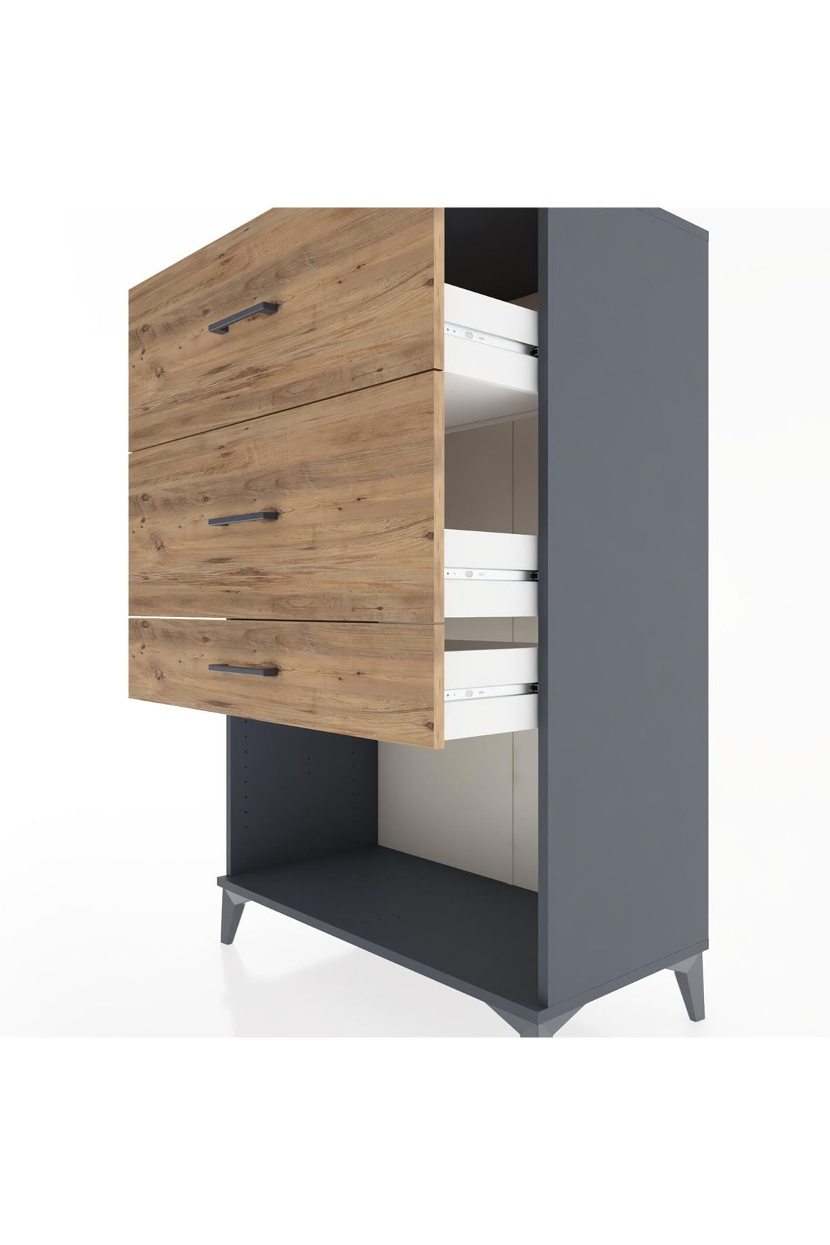 Hyperion Dolap 3 Çekmeceli 88x44x134 Antrasit-Çam