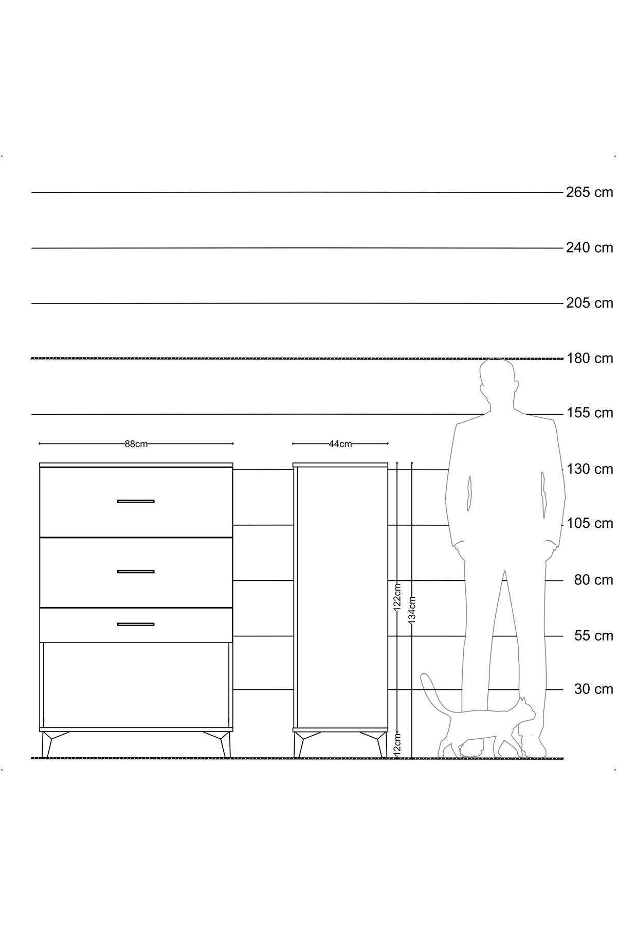 Hyperion Dolap 3 Çekmeceli 88x44x134 Antrasit-Çam