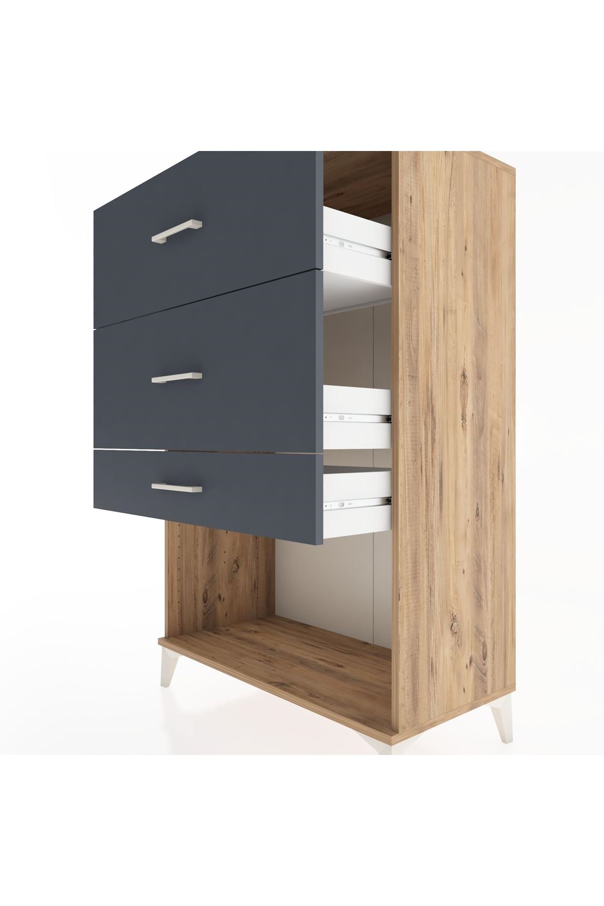 Hyperion Dolap 3 Çekmeceli 88x44x134 Çam-Antrasit