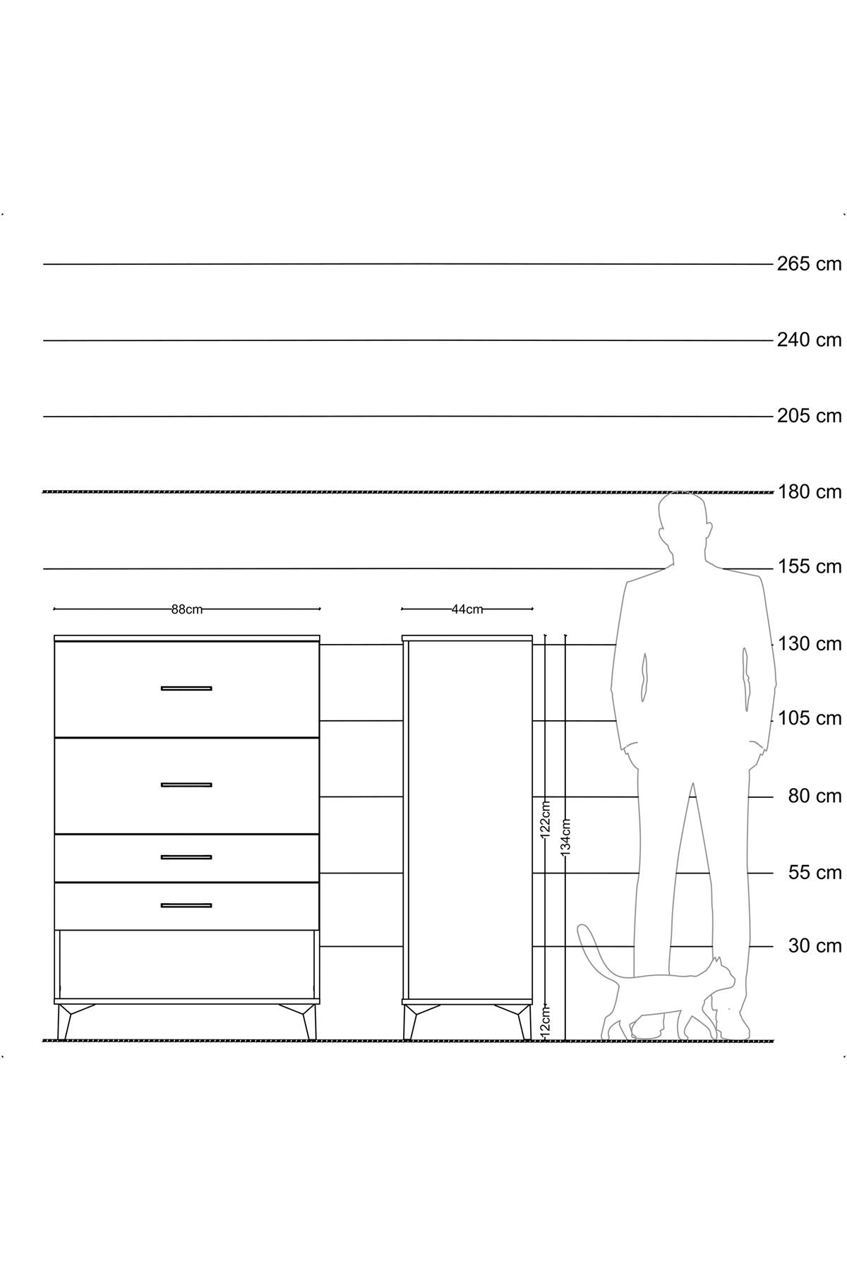Hyperion Dolap 4 Çekmeceli 88x44x134 Aytaşı-Antrasit