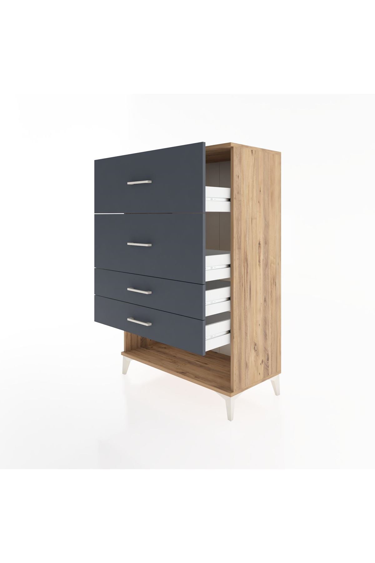 Hyperion Dolap 4 Çekmeceli 88x44x134 Çam-Antrasit