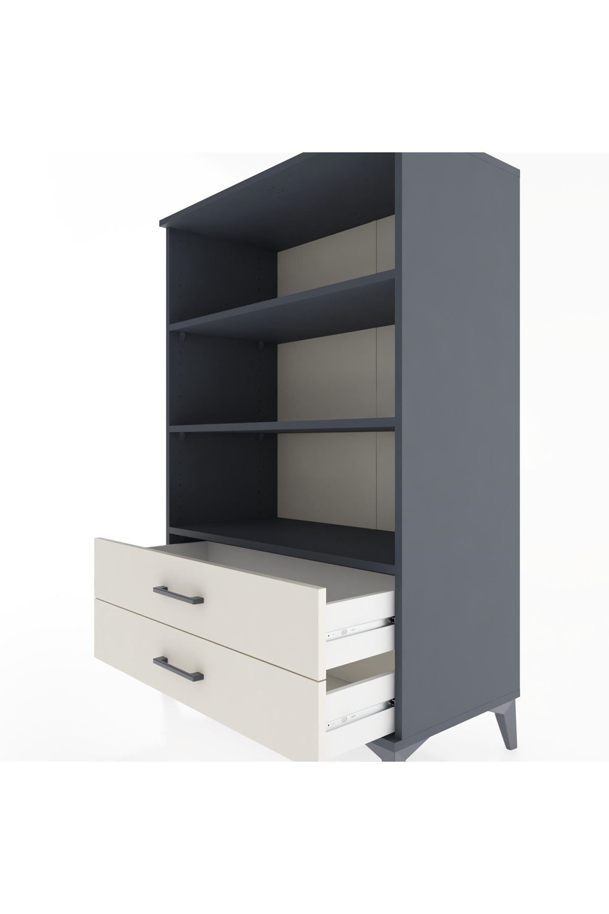 Hyperion Dolap 3 Raflı 2 Çekmeceli 88x44x134 Antrasit-Aytaşı