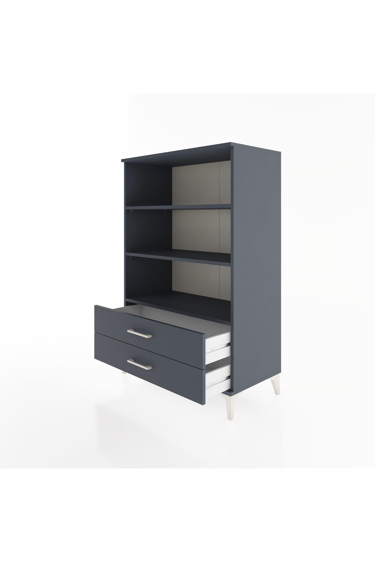 Hyperion Dolap 3 Raflı 2 Çekmeceli 88x44x134 Antrasit-Antrasit